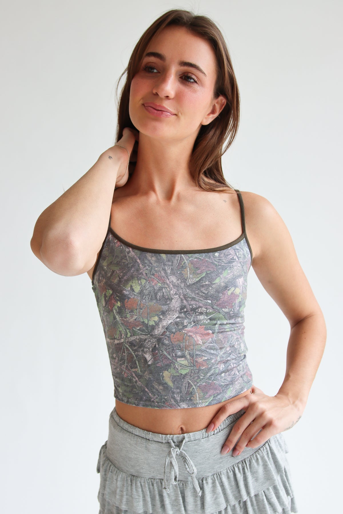 Printed Woodland Camo Ringer Cami