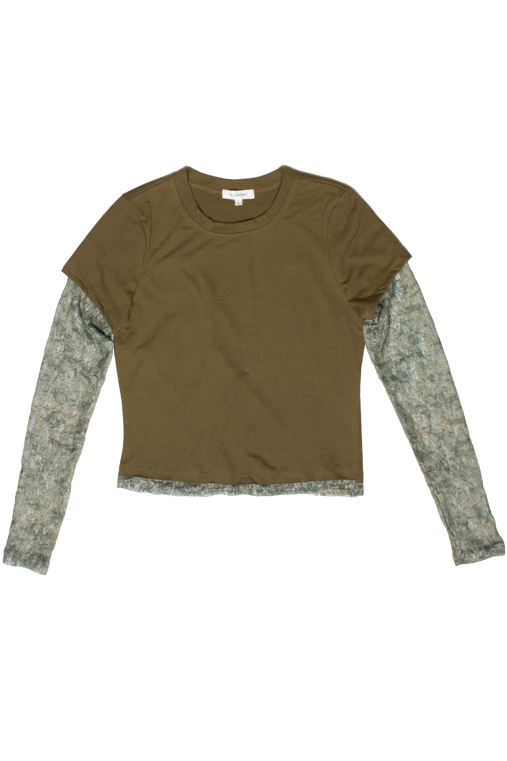 Layered Lace Long Sleeve Tee - Olive