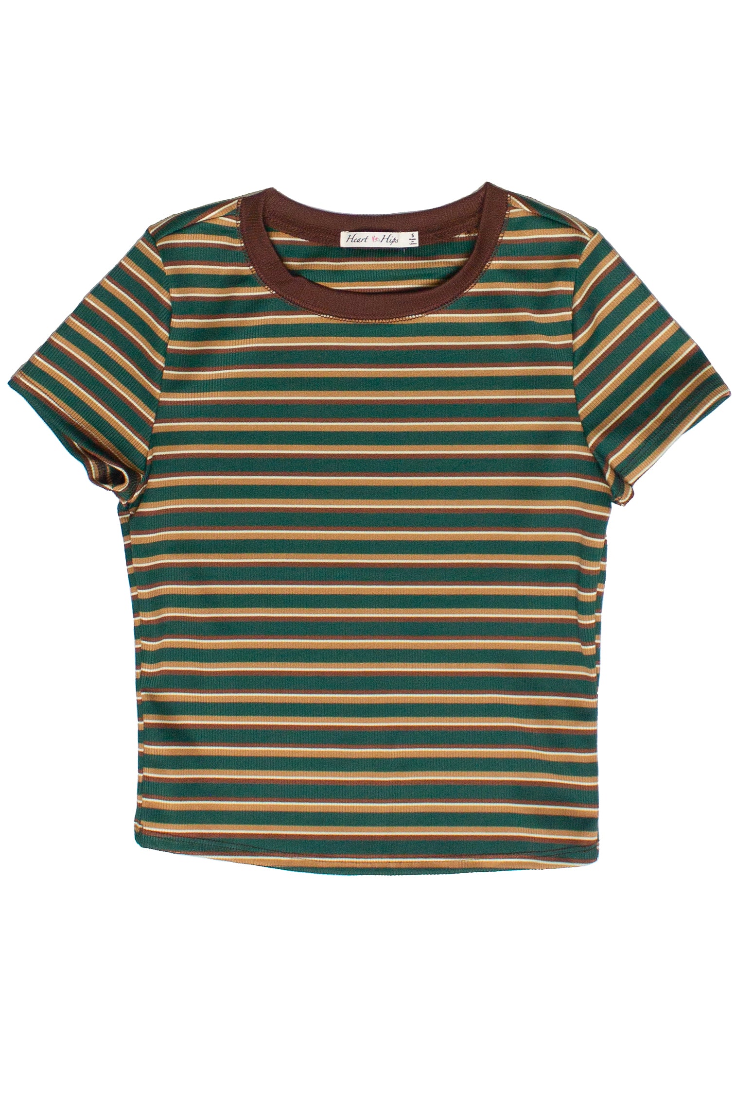 Striped Ringer Tee - Forest