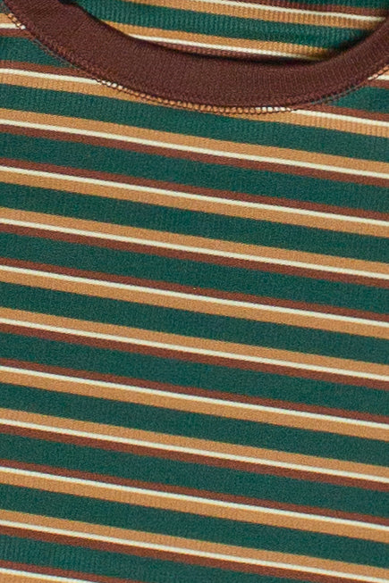 Striped Ringer Tee - Forest