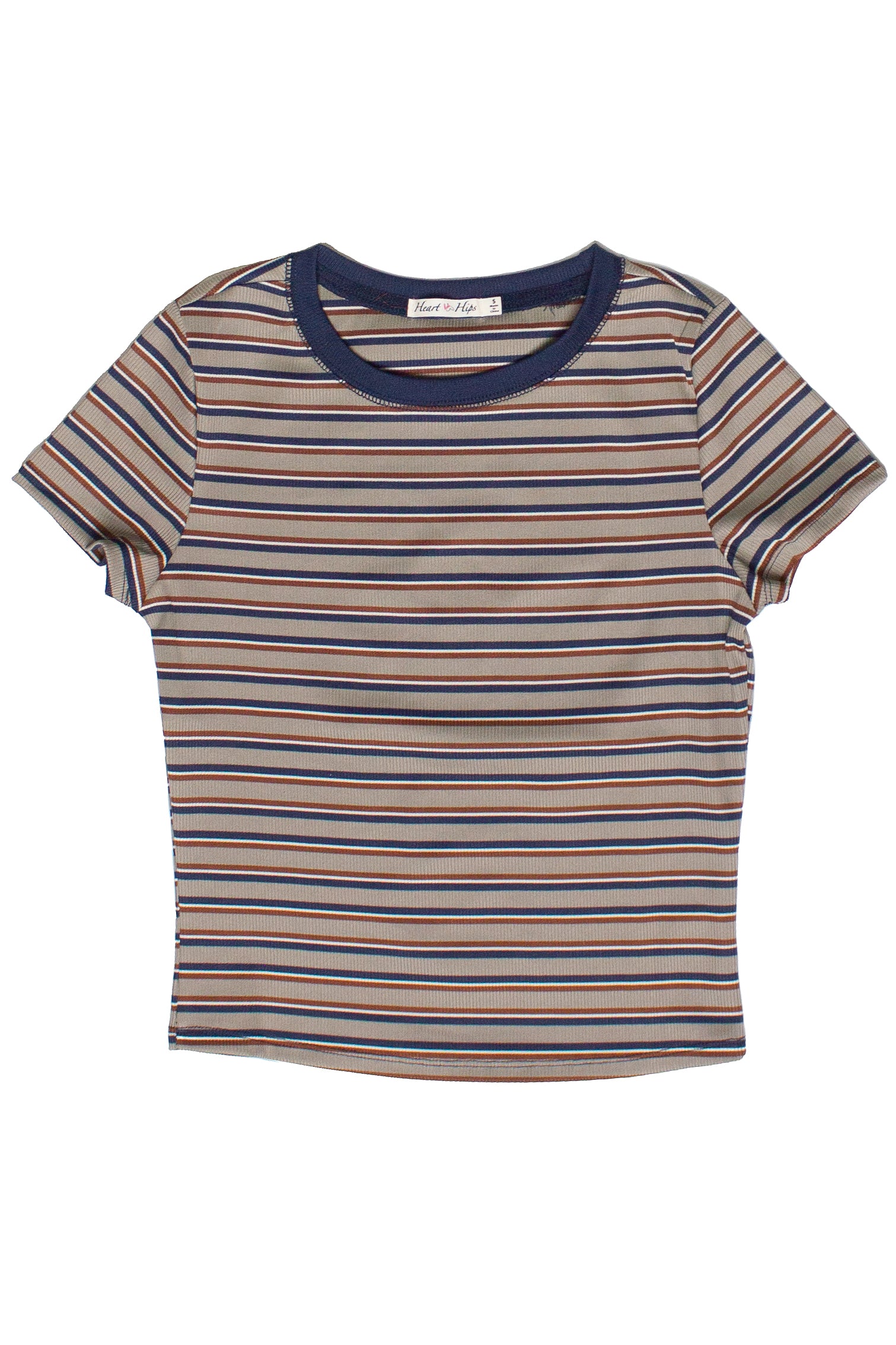 Striped Ringer Tee - Gray