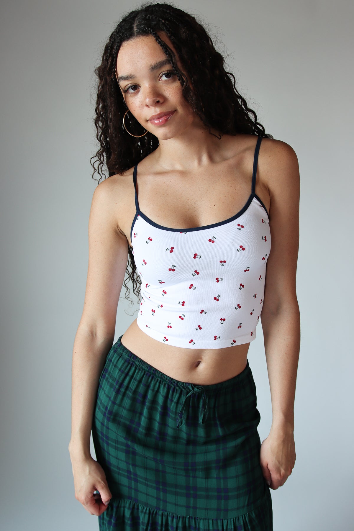 Seamless Cherry Print Ringer Cami
