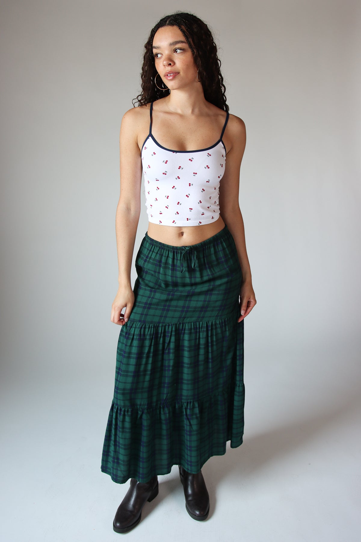 Seamless Cherry Print Ringer Cami