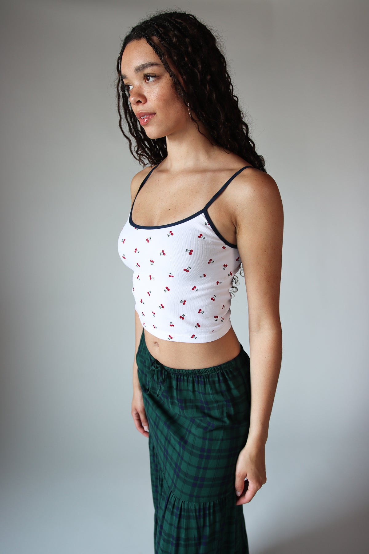 Seamless Cherry Print Ringer Cami