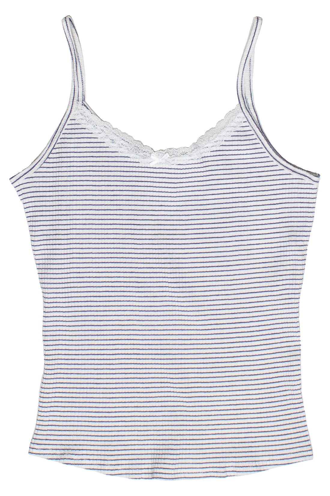 Lace Trim Striped Ribbed Cami