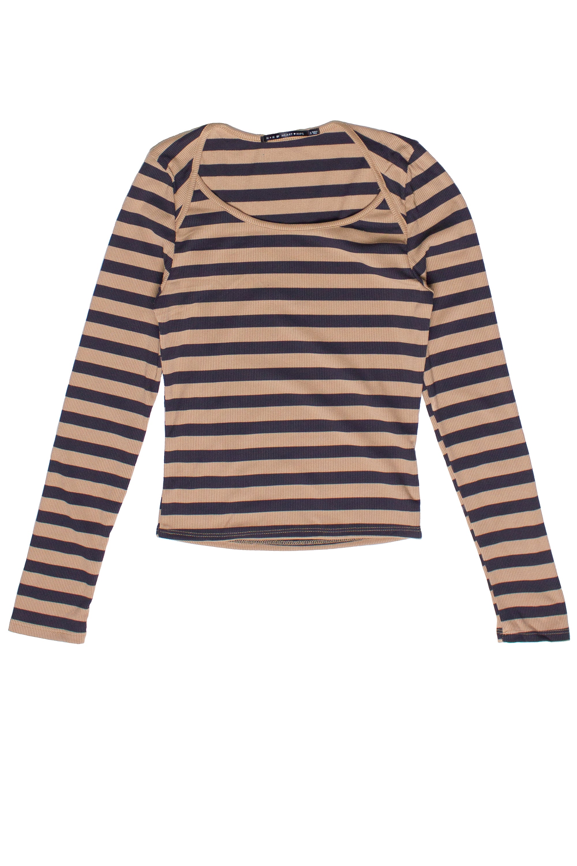 Striped Envelope Neck Long Sleeve Top