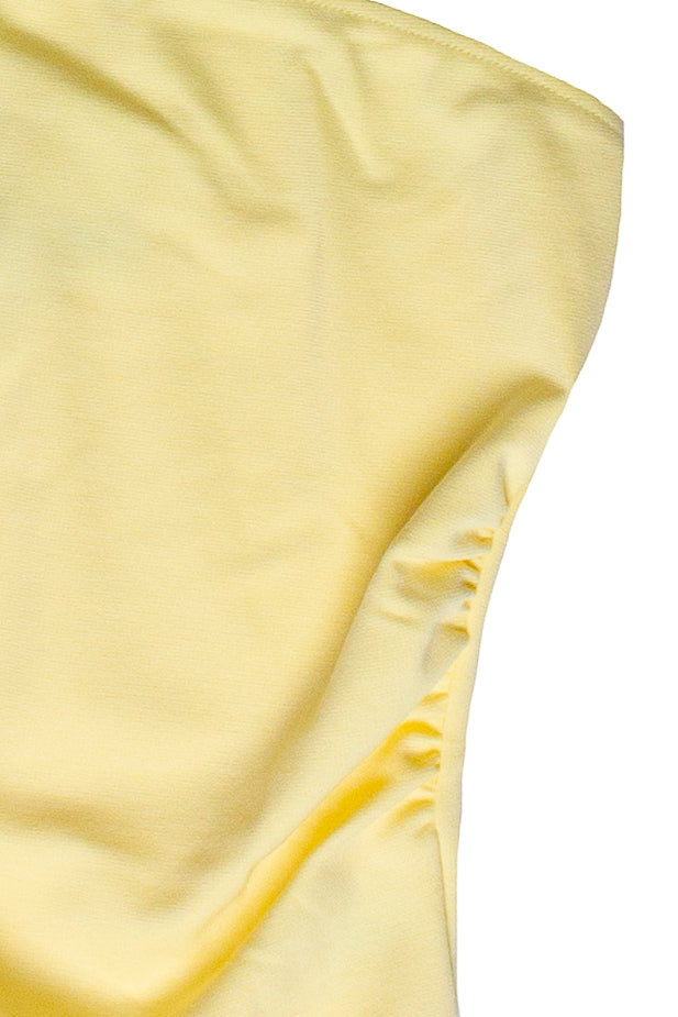 Side Ruched Tube Top - Yellow