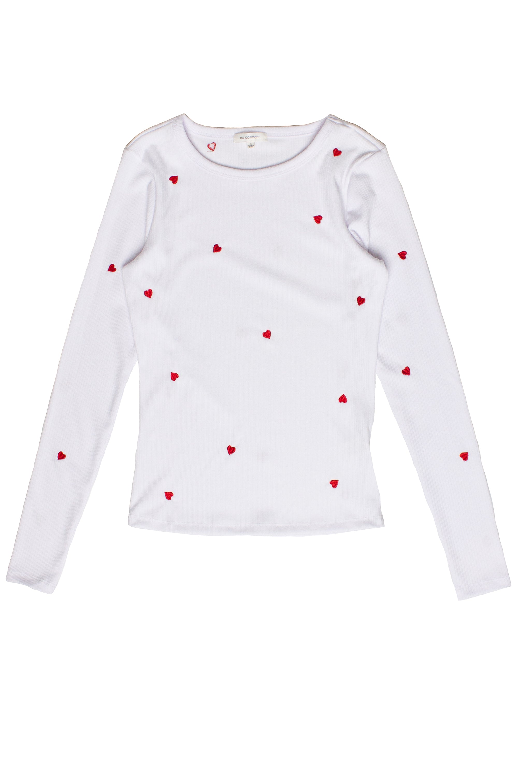 Mini Embroidered Hearts Long Sleeve Top