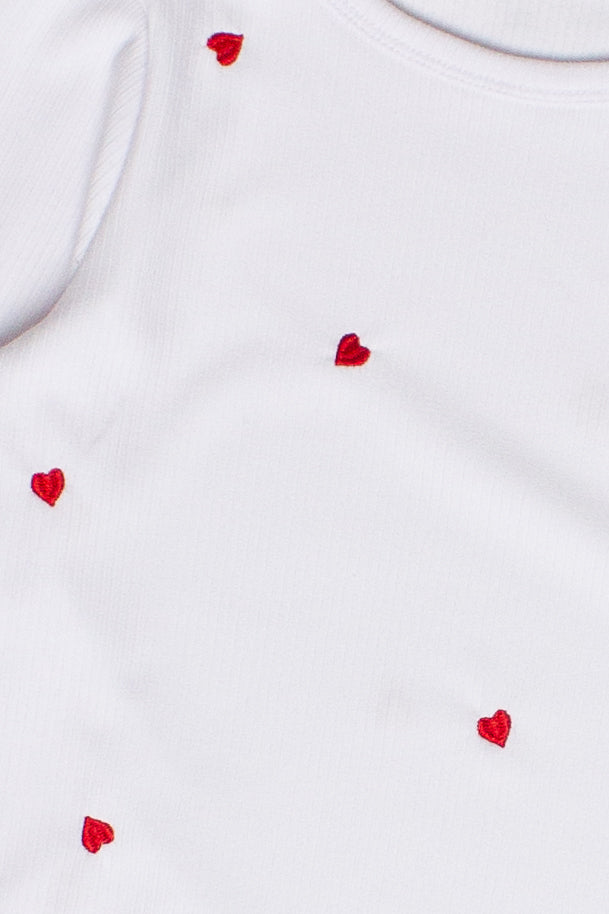 Mini Embroidered Hearts Long Sleeve Top