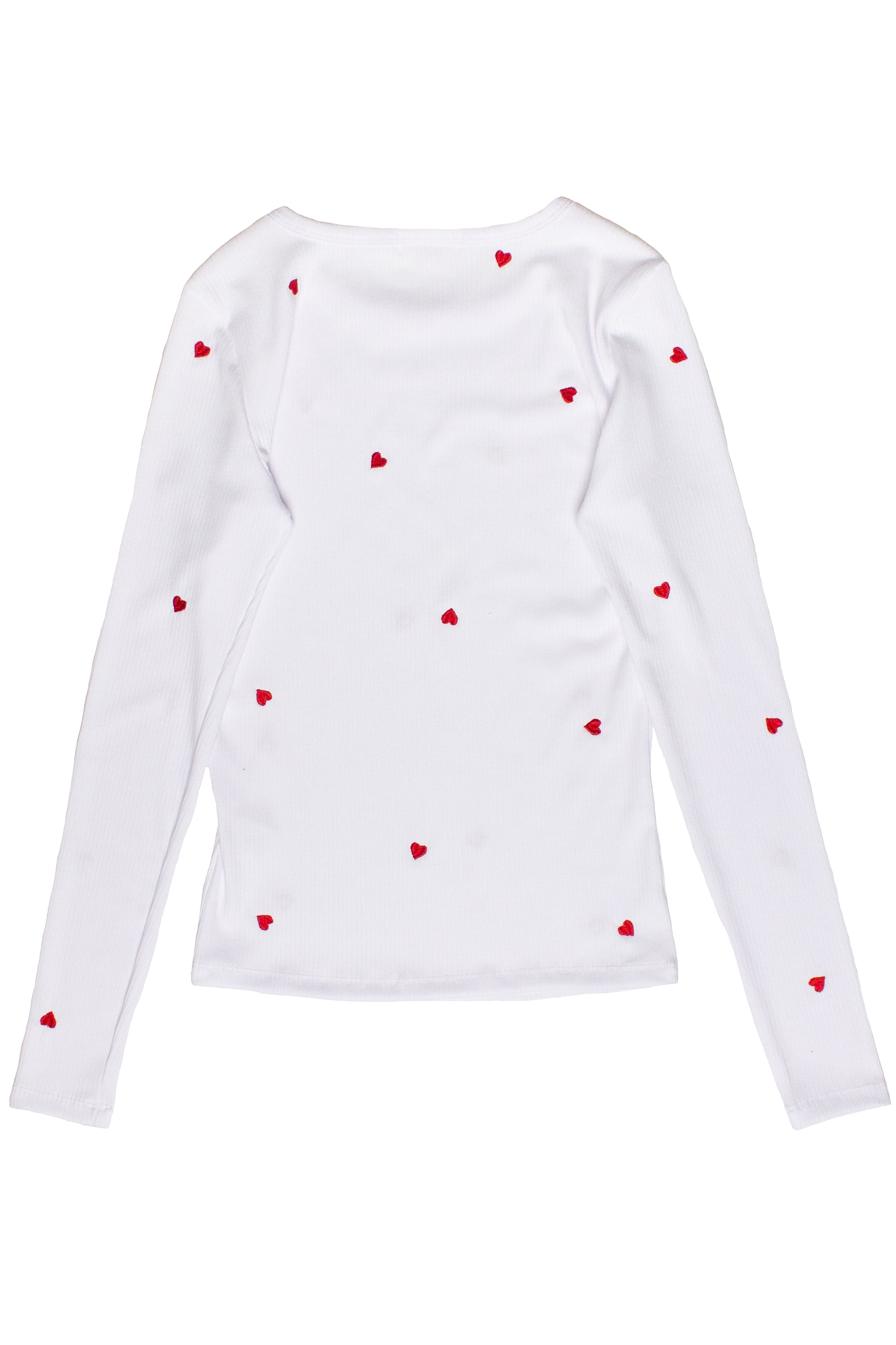 Mini Embroidered Hearts Long Sleeve Top