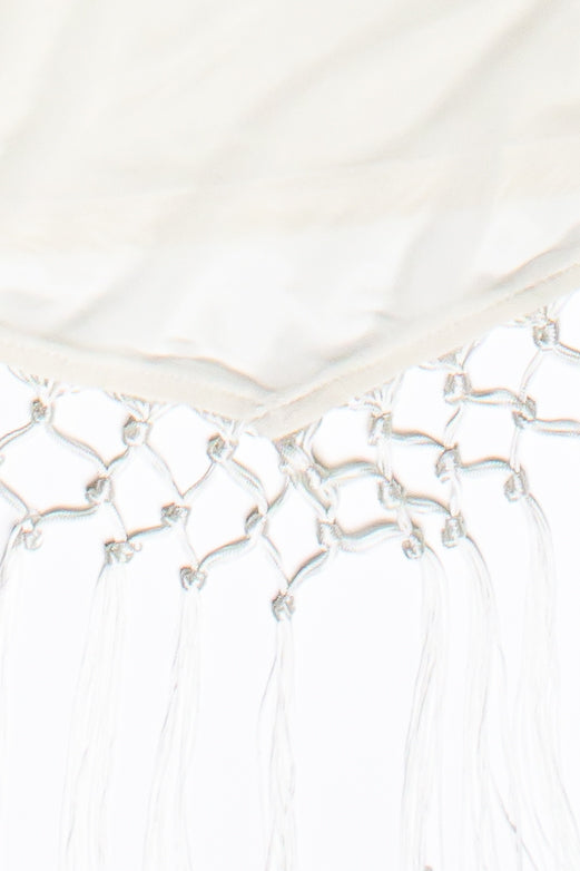 Tassel Fringe Mesh Tube Top - Ivory