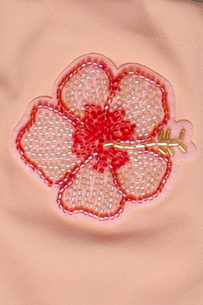 Beaded Patch Tube Top - Peach