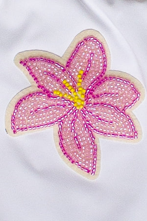 Beaded Patch Tube Top - White