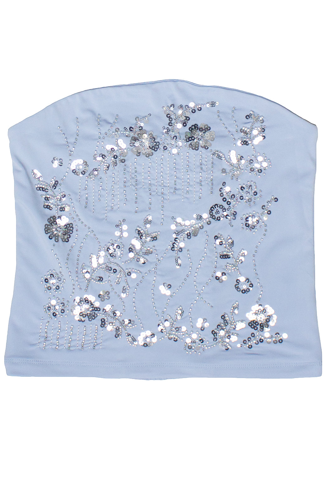 Sequin Beaded Tube Top - Light Blue