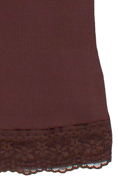 Ribbon Bow Lace Trim Cami - Brown