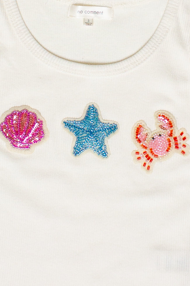 Sea Life Beaded Patch Tank Top