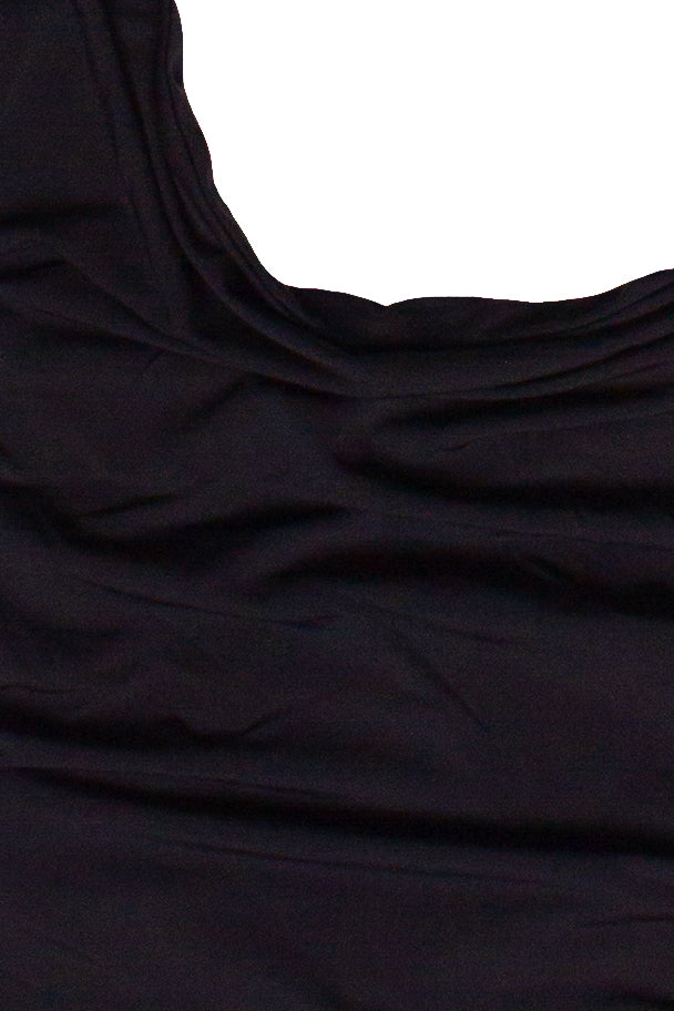 Cowl Neck Ruched Halter Top - Black