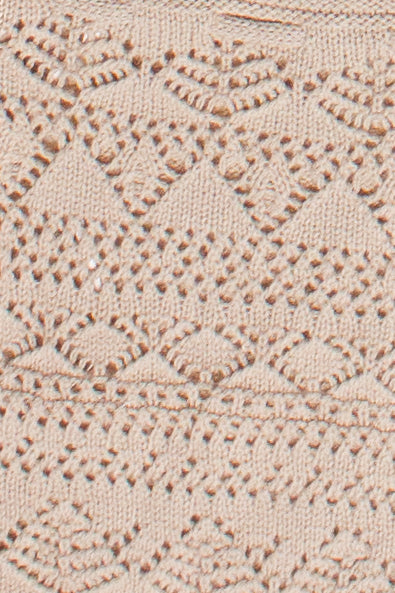 Beaded Straps Pointelle Knit Flyaway Tank Top - Beige