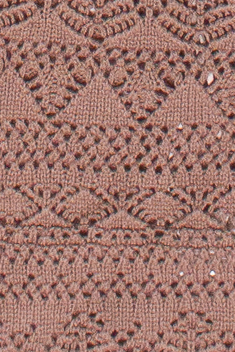 Beaded Straps Pointelle Knit Flyaway Tank Top - Brown