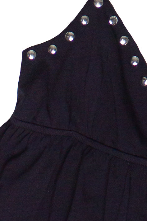Studded Babydoll Tank Top - Black