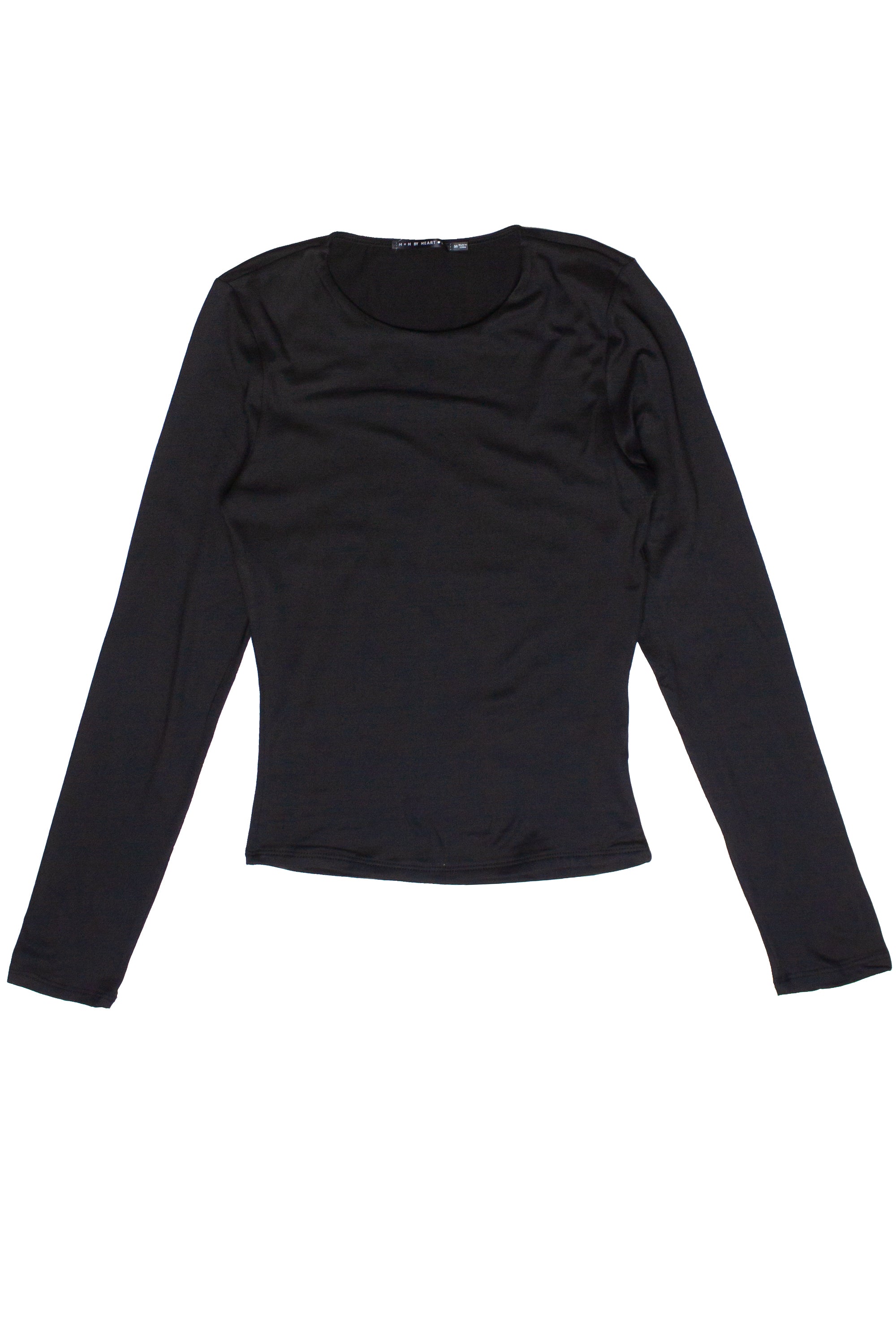Double Layer Basic Long Sleeve T-Shirt - Black