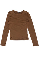 Double Layer Basic Long Sleeve T-Shirt - Brown