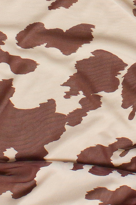 Mesh Cow Print Asymmetrical Hem Tee