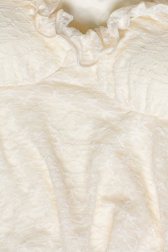 Ruffle Lace Puff Sleeve Top - Ivory