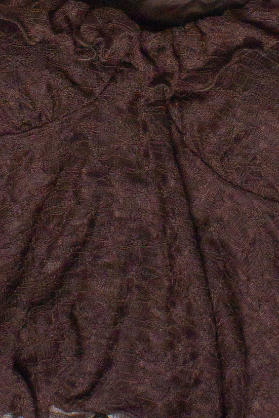 Ruffle Lace Puff Sleeve Top - Brown