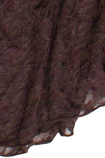 Ruffle Lace Puff Sleeve Top - Brown