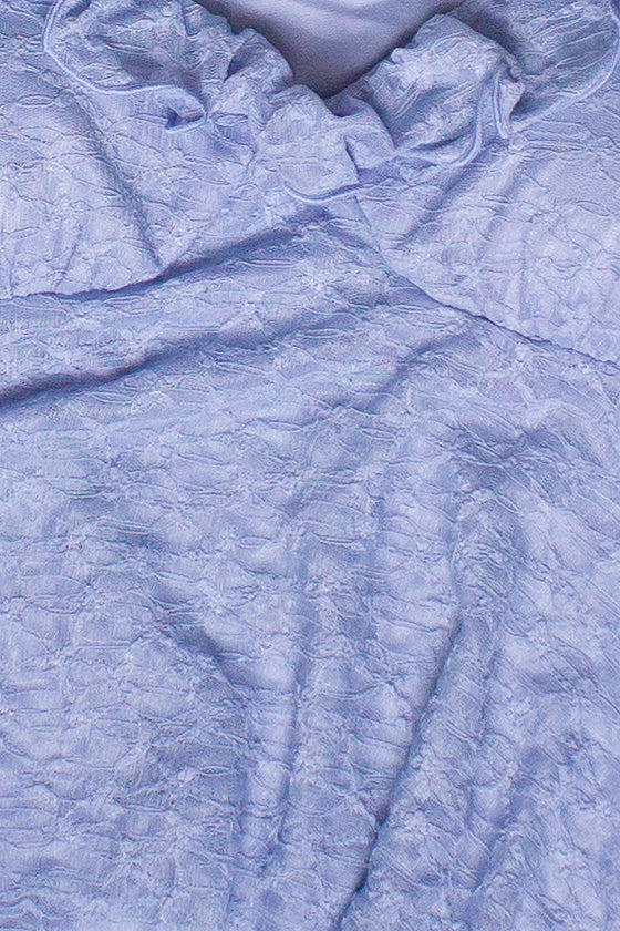 Ruffle Lace Puff Sleeve Top - Light Blue