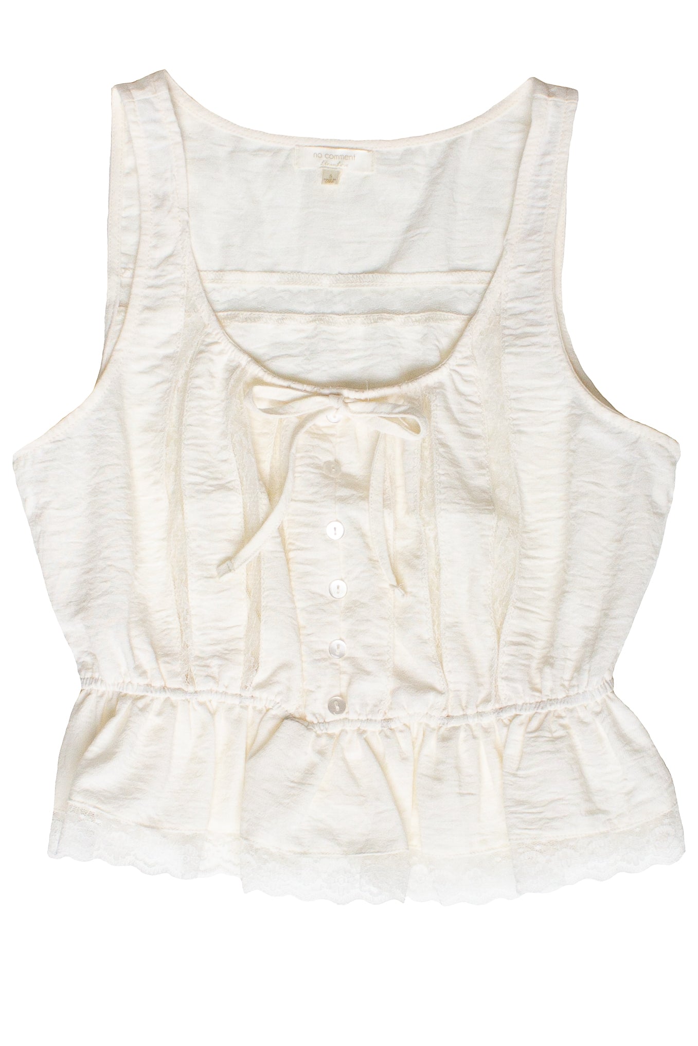 Lace Trim Button Front Peplum Tank Top