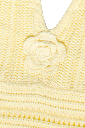 Crochet Flower Halter Top - Yellow