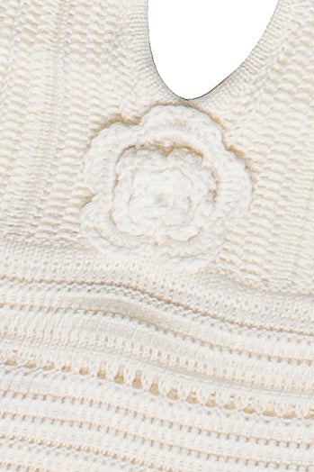 Crochet Flower Halter Top - Ivory