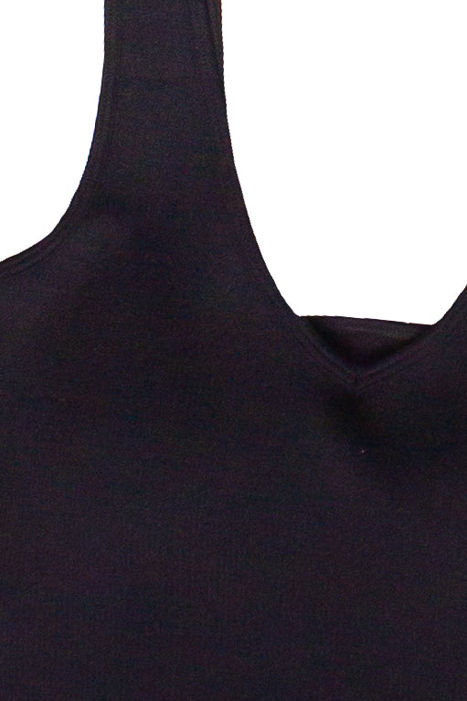 Padded Shelf Bra Ribbed Tank Top - Black
