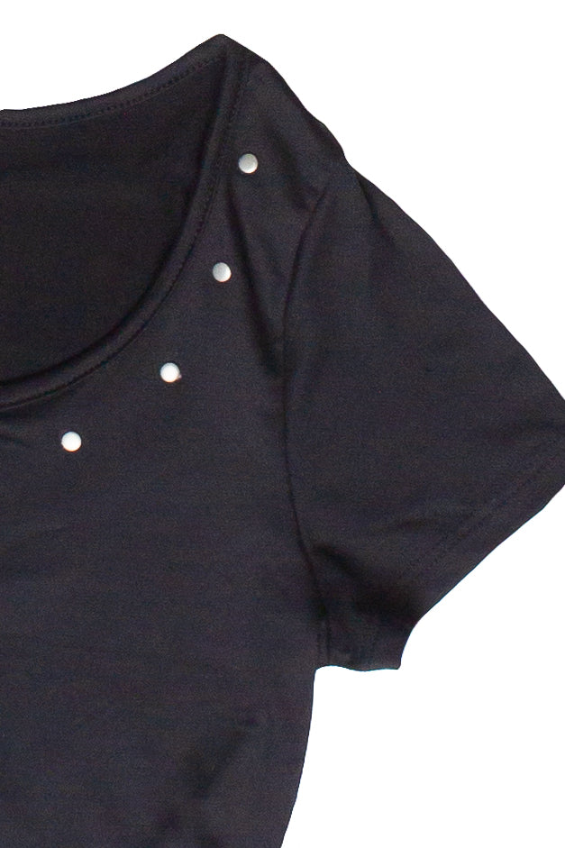 Studded Notch Neck Baby Tee