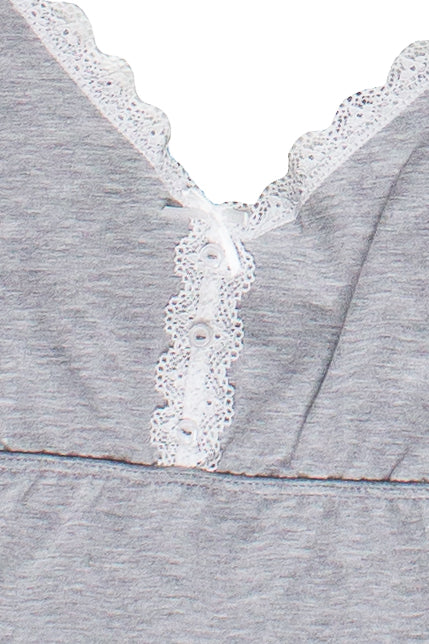Lace Trim Babydoll Cami - Light Gray