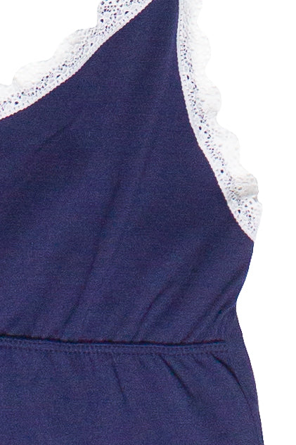 Lace Trim Babydoll Cami - Navy
