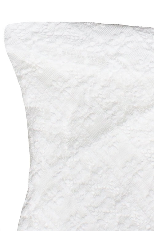 Side Ruched Floral Lace Tube Top - White