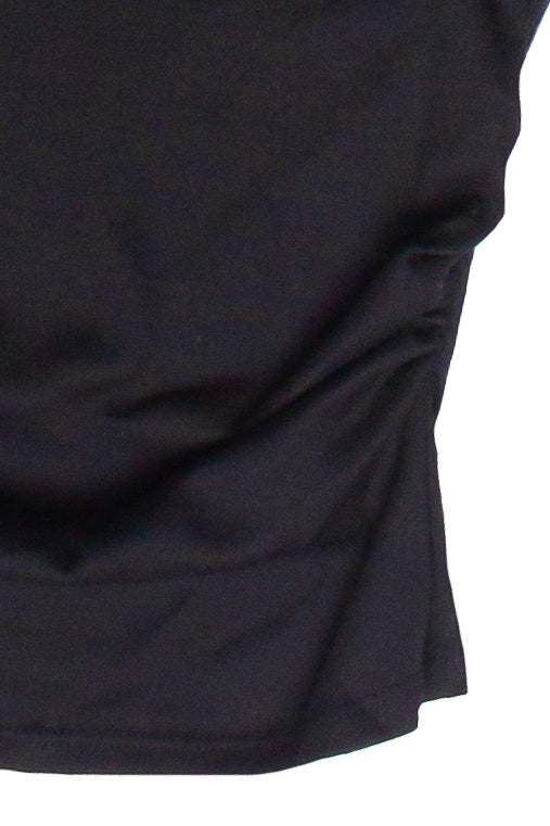 Off The Shoulder Ruched Grommet Top - Black