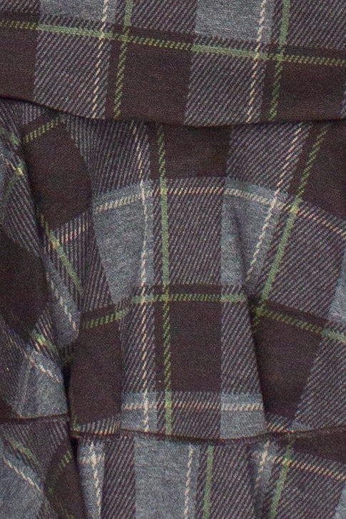 Brushed Plaid Tiered Mini Skort - Brown