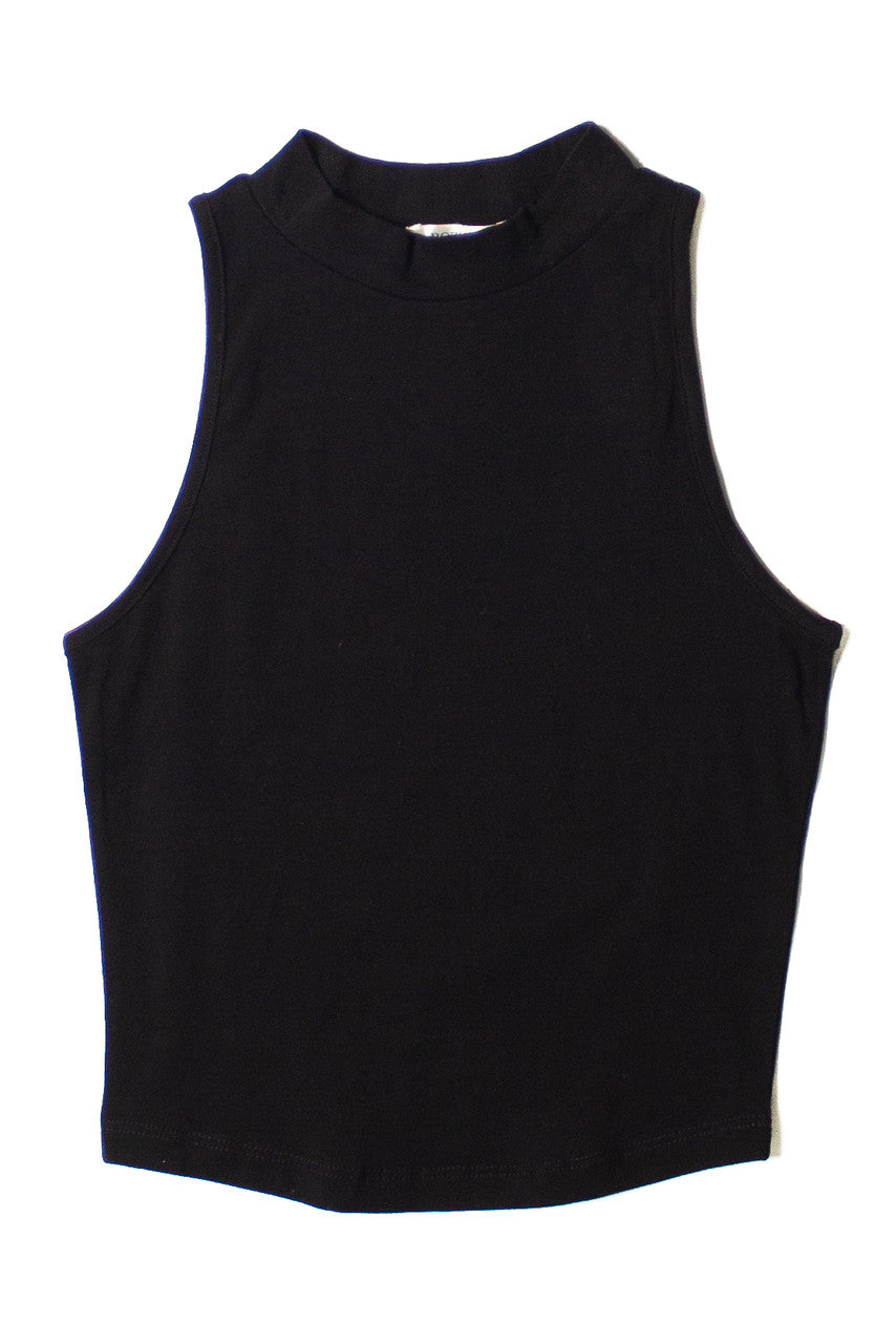 Black Mock Neck Crop Top