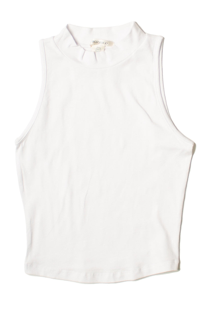 White Mock Neck Crop Top