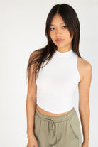 White Mock Neck Crop Top
