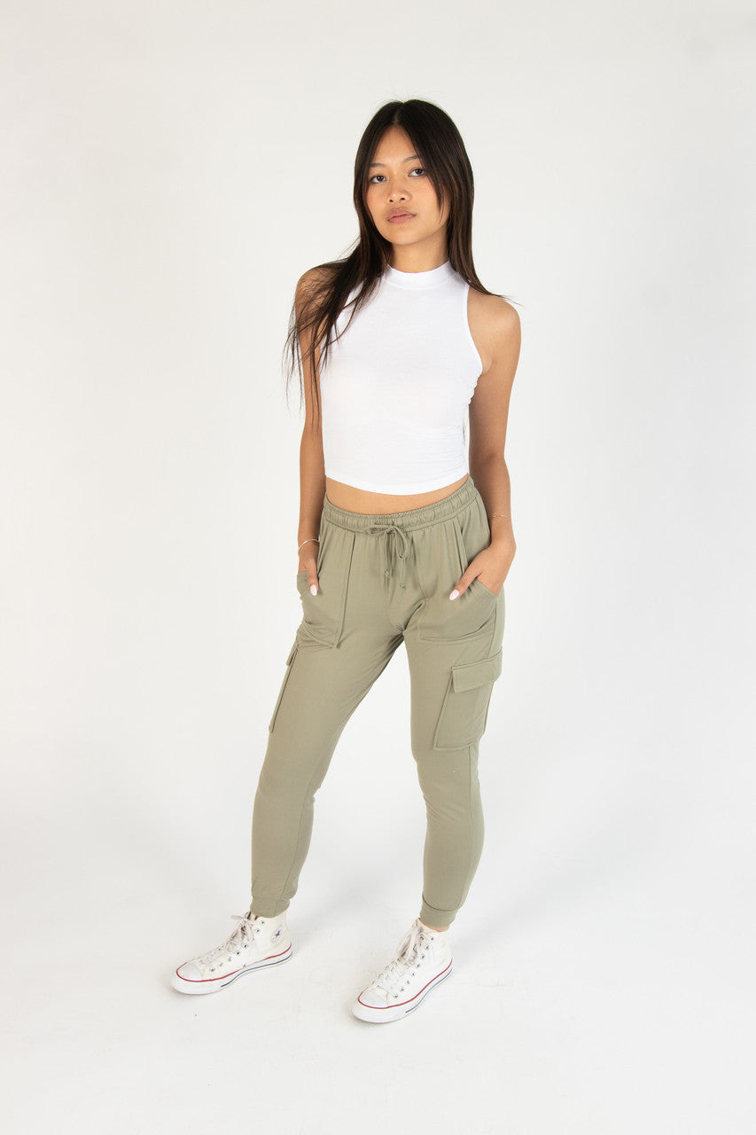 White Mock Neck Crop Top