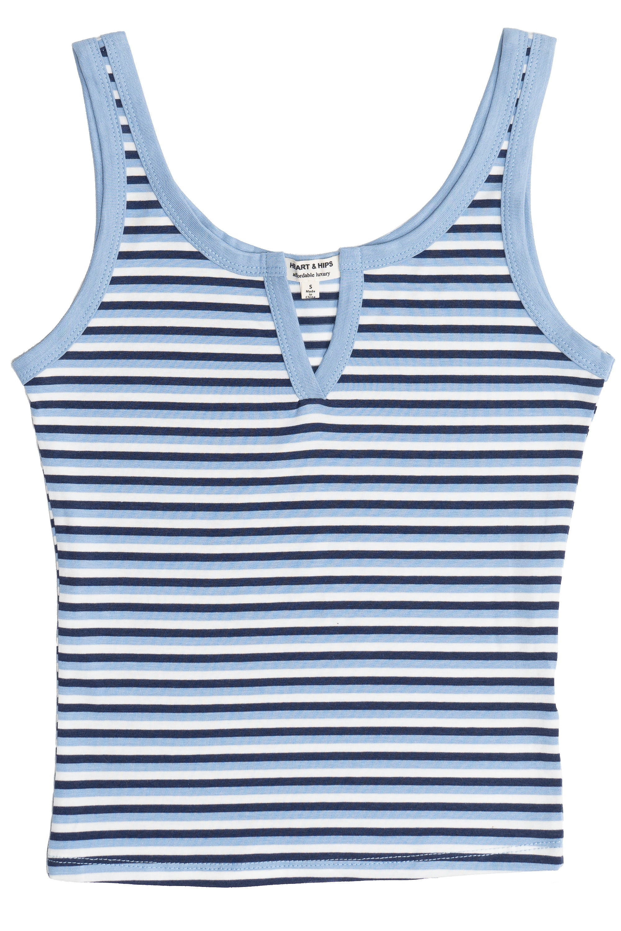 Notch Neck Striped Tank Top