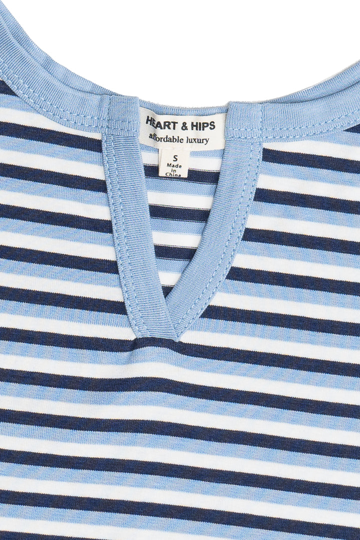 Notch Neck Striped Tank Top