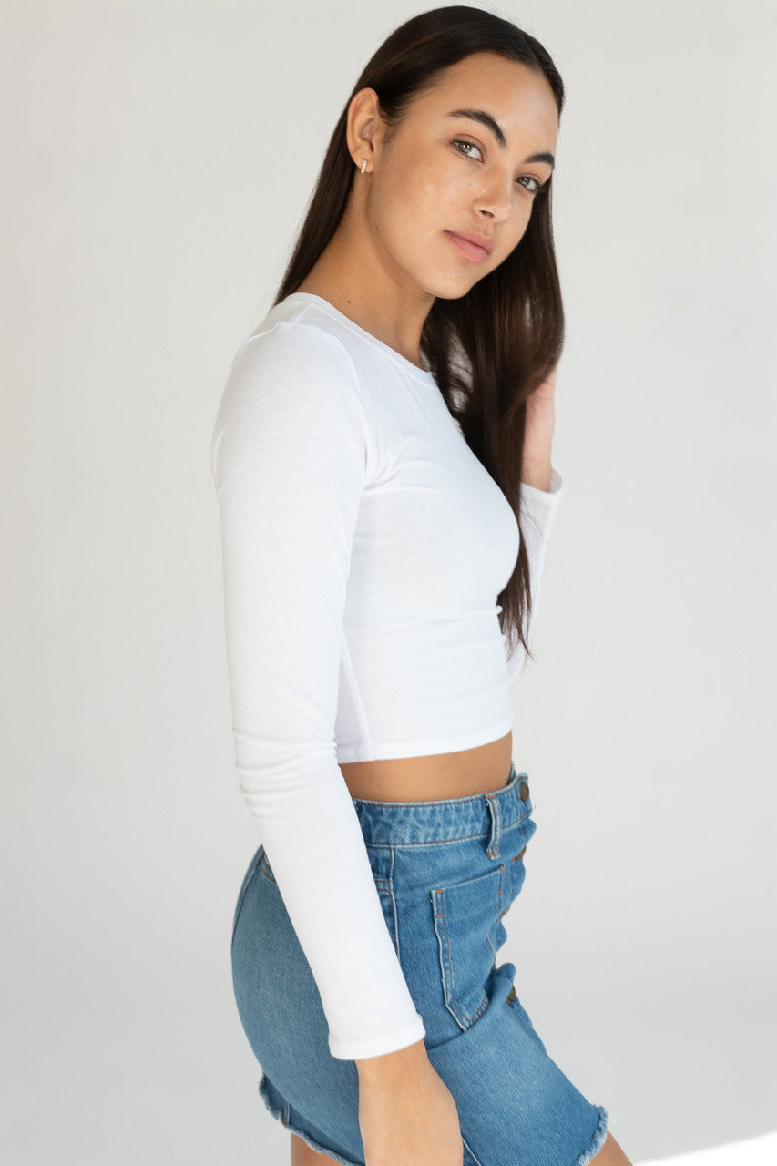 Long Sleeve Crew Neck Crop Top