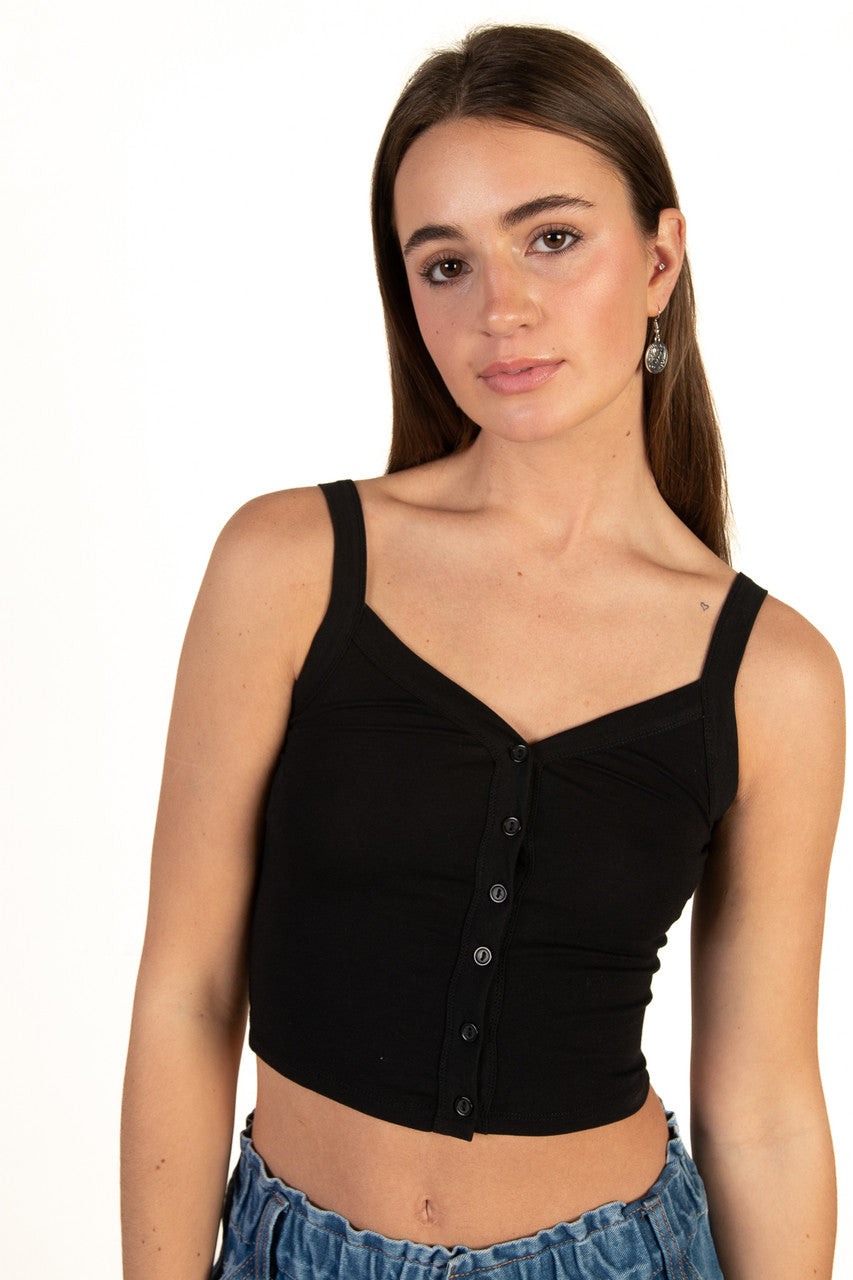 Black Button Down Tank Top