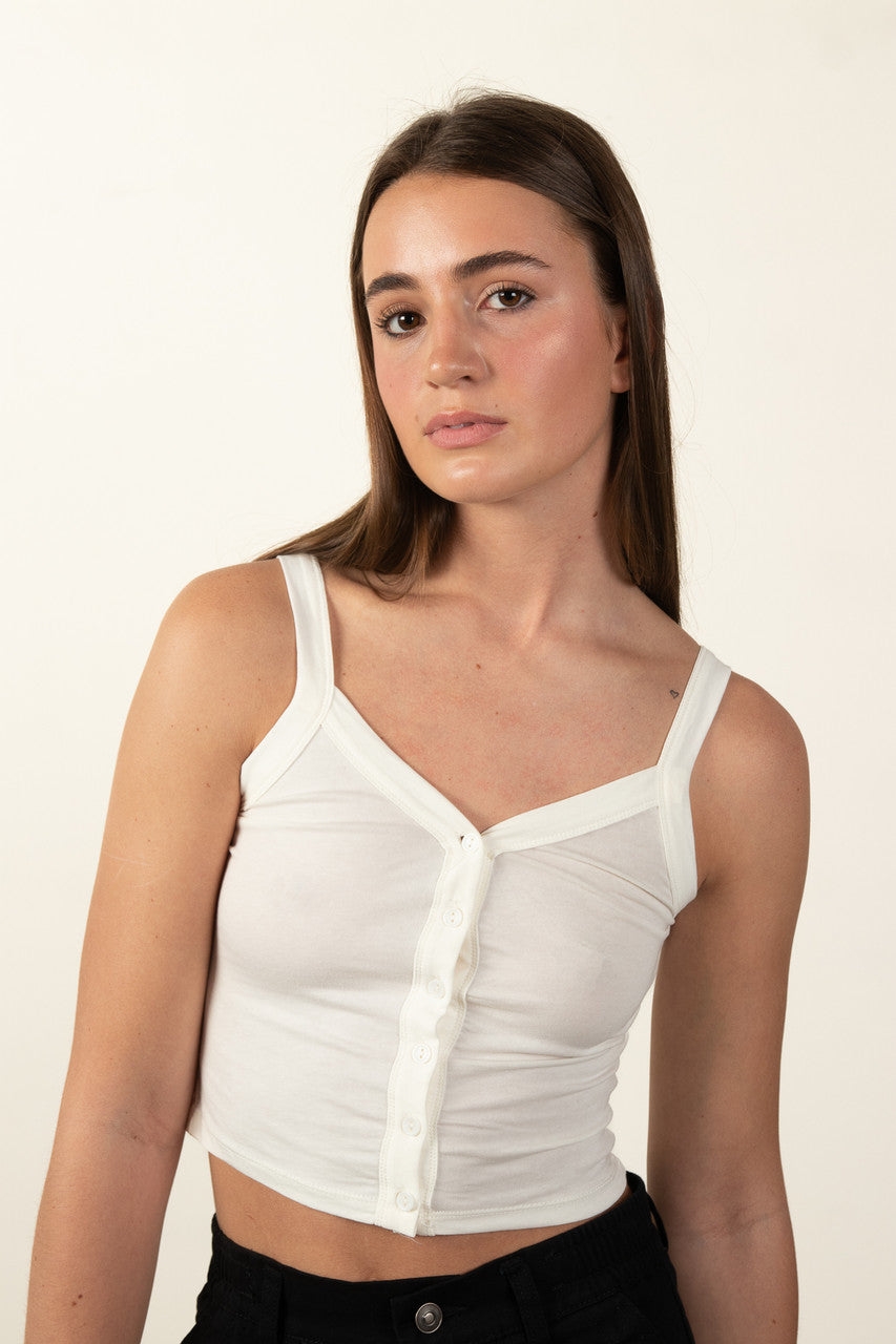 White Button Down Tank Top